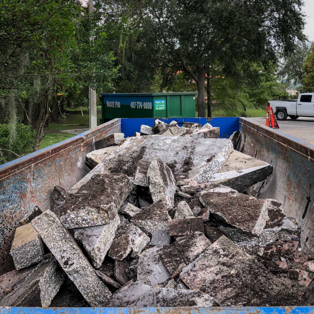 recycling concrete roll off dumpster