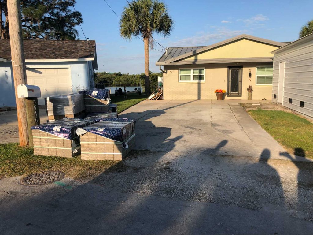 residential concrete removal orange lines mark work area